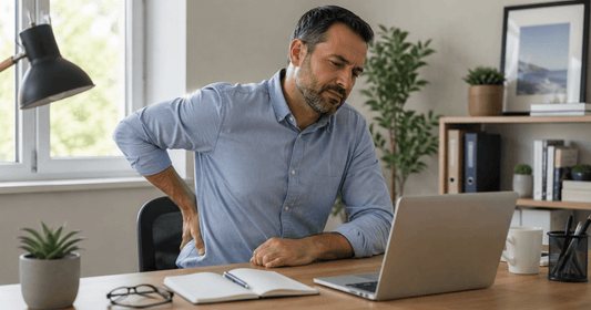 homme souffrant de sciatique en position assise à son bureau