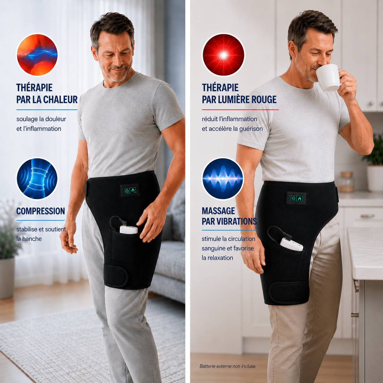 Ceinture Thérapeutique — Sciatique & Douleurs de Hanche 4-en-1