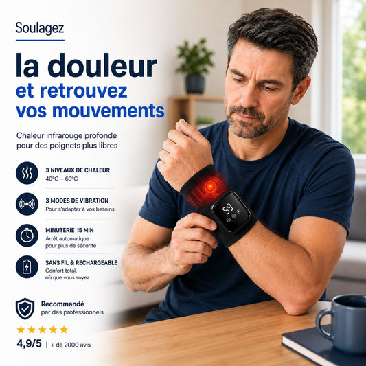 Attelle Chauffante & Massante pour le Poignet 4-en-1